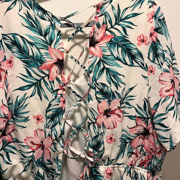 Charlotte Russe White Floral V-Neck Ruffle Chiffon Midi Dress Size 2X - Picture 4 of 8